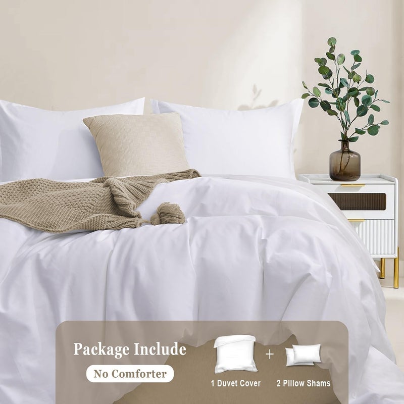 Colourful Snail 100-Percent Cotton Duvet Cover Set, Hidden Zipper Closure, Ultra Soft, Easy Care and Durable, Simple Bedding Style, King, White (Comforter Not Included) - Image 3
